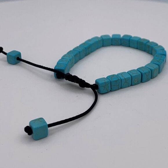 Real turquoise bracelet, adjustable cord, boho, beach, native, country, new - Picture 3 of 16